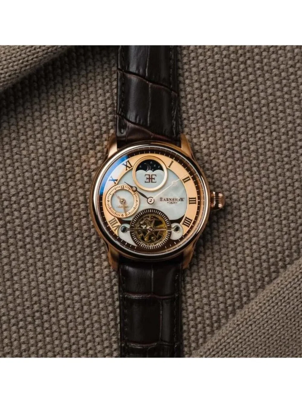 NWT Thomas Earnshaw Longitude Rose Gold-tone Dial Men's Watch